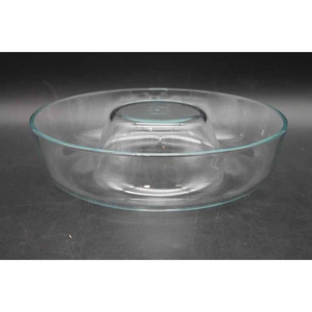 Pyrex Microwave Ring Mold M-42 2 Qt Clear Glass Tube Pan with Box Vintage France